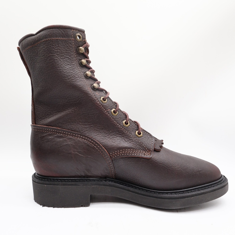 Justin 761 Work Boots Mens 9.5 EE Brown Briar Pitstop Leather New With Box - Picture 15 of 16